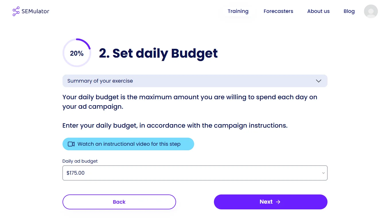 step 2: set a daily budget