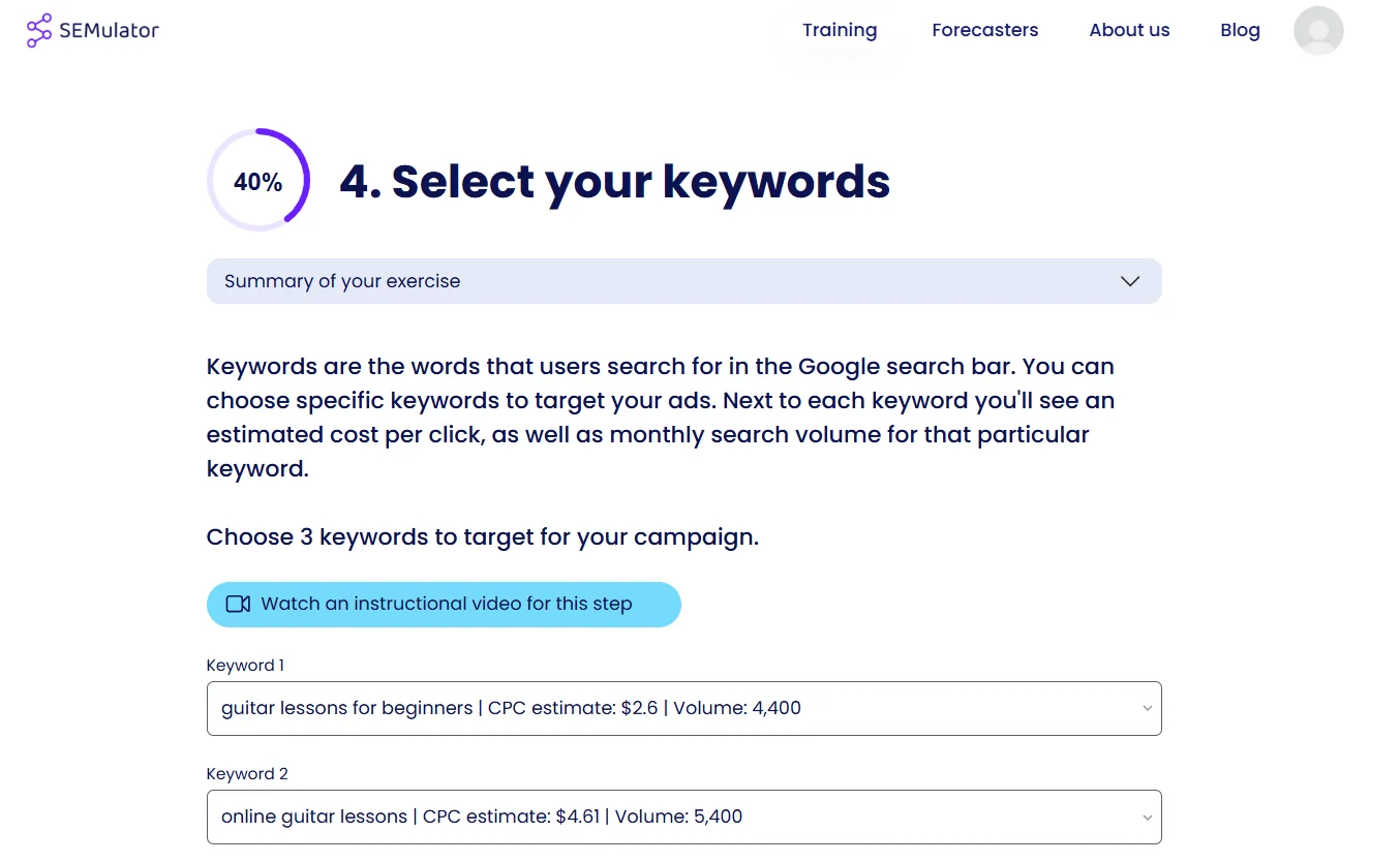 step 4: pick your keywords